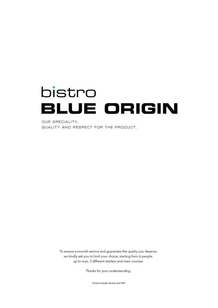 Menu - Bistro Blue Origin