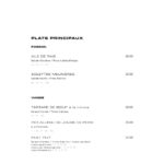 Carte des menus - Bistro Blue Origin